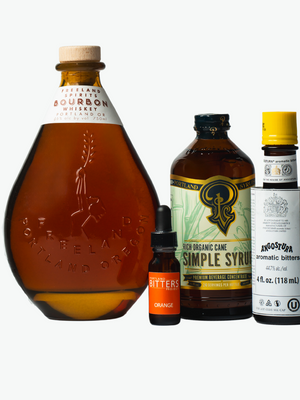 Old Fashioned Kit by Freeland Spirits. Includes Freeland Bourbon, Orange bitters by Portland Bitters Project, Simple Syrup by Portland Syrups, and Angostura aromatic bitters. 