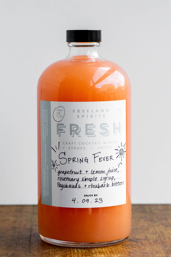 32 oz bottle of Spring Fever Fresh Spring Cocktail Mixer by Freeland Spirits. 